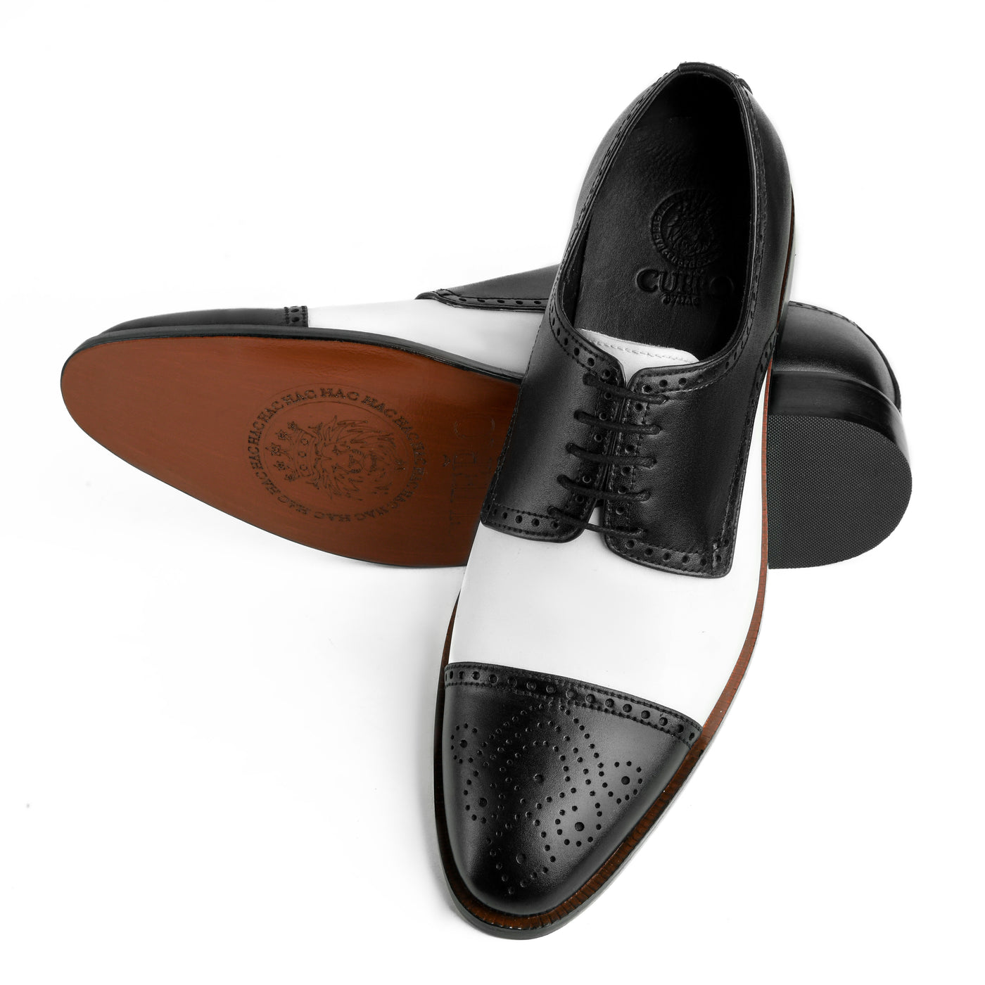 Bold Brogue: Men’s Black & White Dress Shoes | Classic Brogue Style