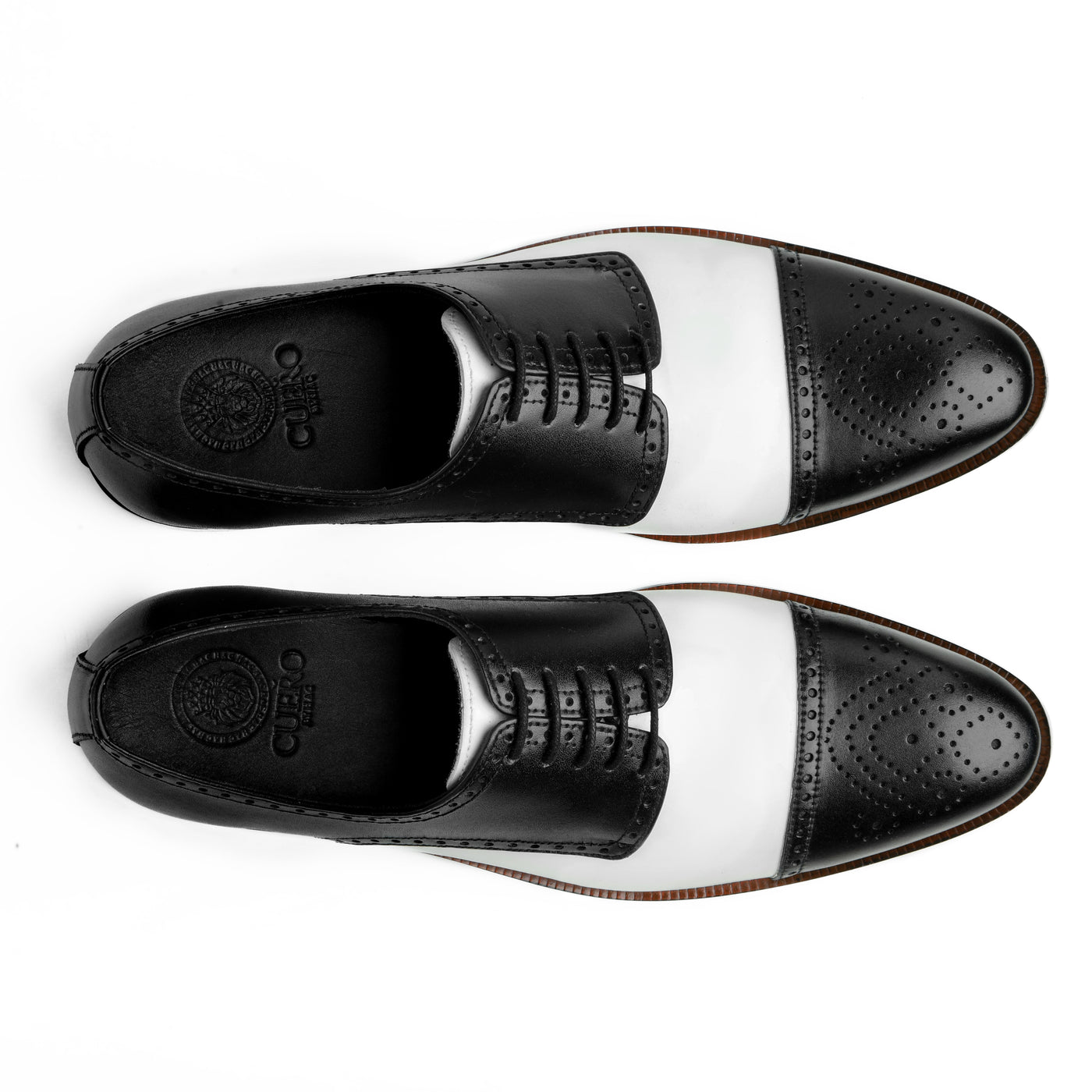 Bold Brogue: Men’s Black & White Dress Shoes | Classic Brogue Style
