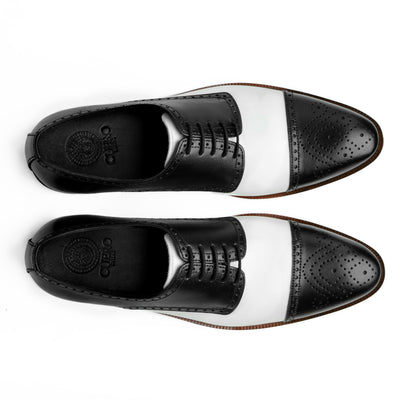 Bold Brogue: Men’s Black & White Dress Shoes | Classic Brogue Style