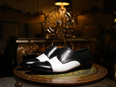 Bold Brogue: Men’s Black & White Dress Shoes | Classic Brogue Style
