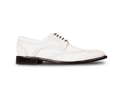 Welby White Brogue Lace-Up Dress Shoes – Artisan-Crafted Elegance