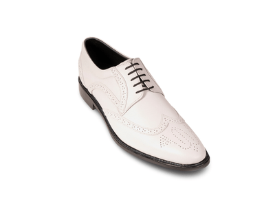 Welby White Brogue Lace-Up Dress Shoes – Artisan-Crafted Elegance