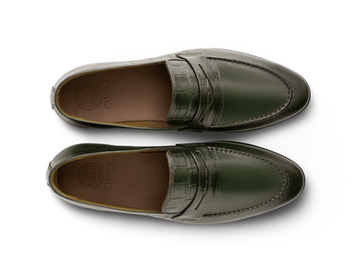 Best Carlton Men Leather Olive Loafers – Handmade for Comfort & Style