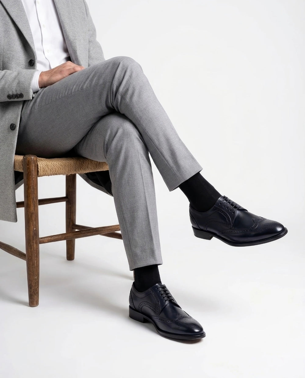 The Atlantic Brogue – Navy Wingtip Dress Shoes
