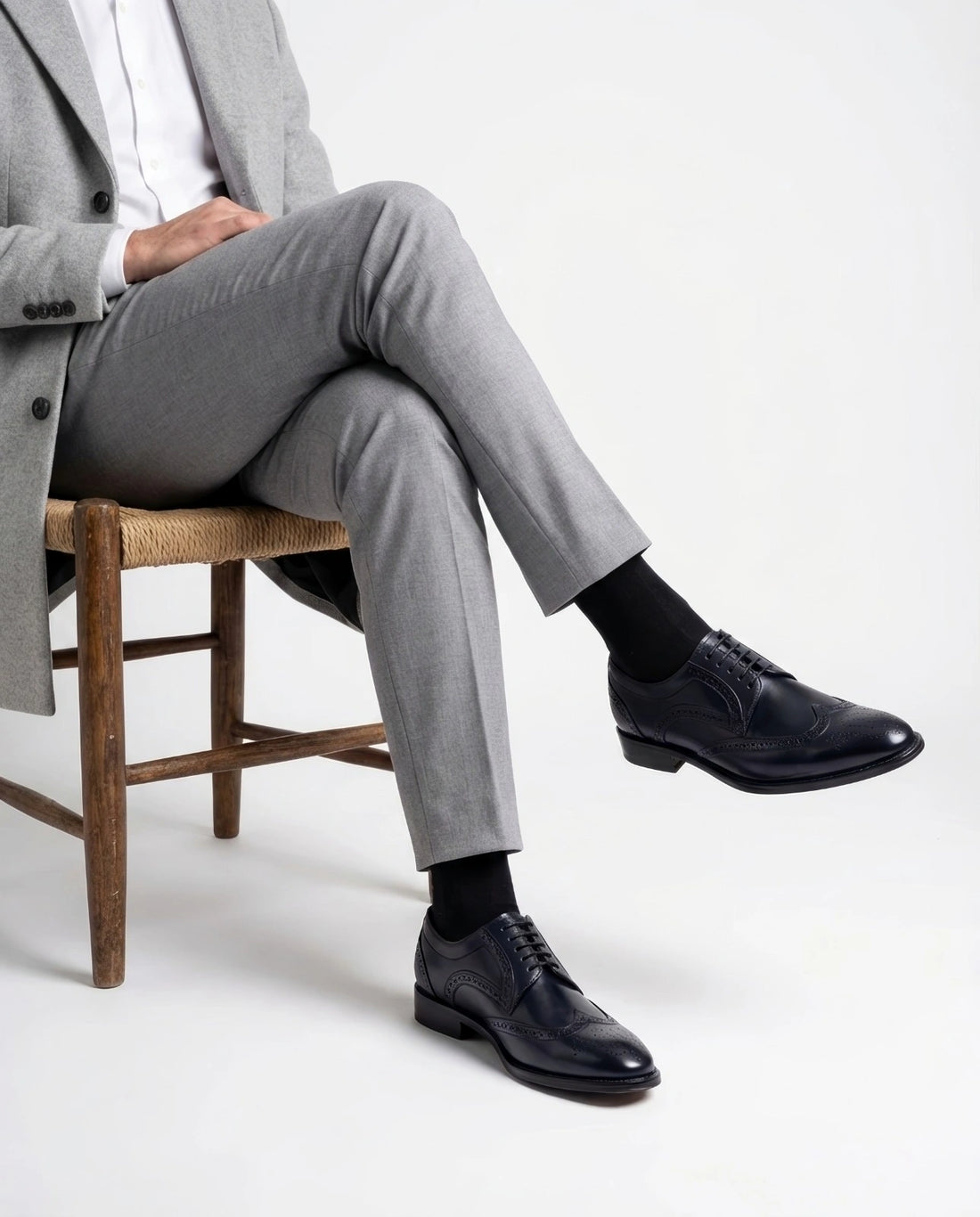 The Atlantic Brogue – Navy Wingtip Dress Shoes