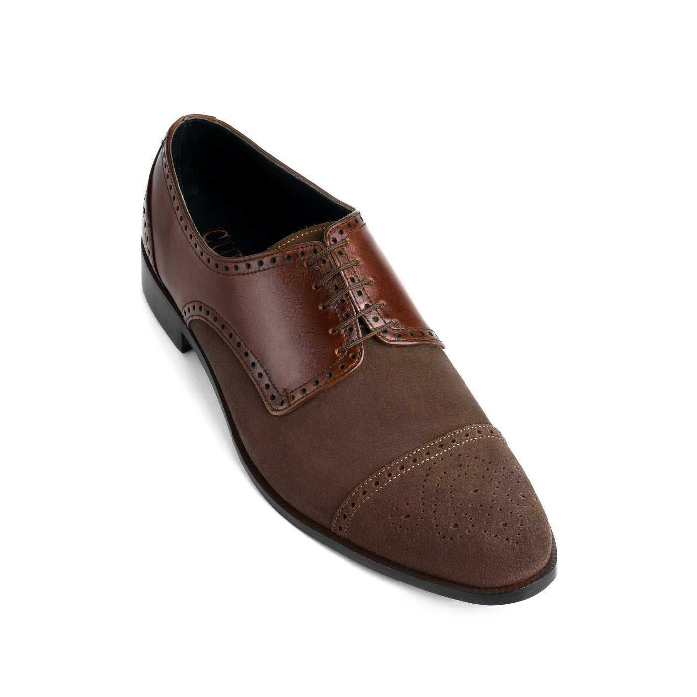 Duke's Plush Lace up: Two-Tone Suede & Leather Oxford Shoes