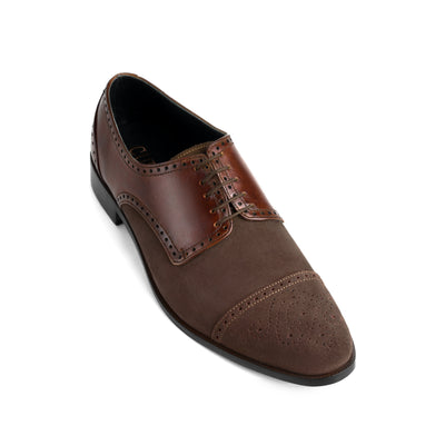 Duke's Plush Lace up: Two-Tone Suede & Leather Oxford Shoes