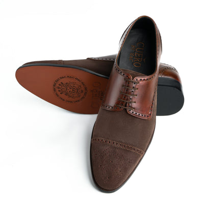 Duke's Plush Lace up: Two-Tone Suede & Leather Oxford Shoes