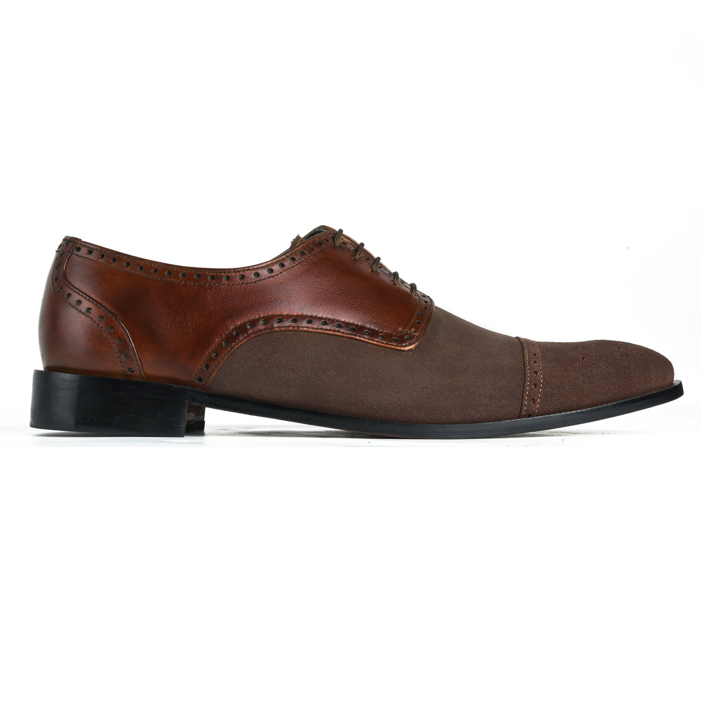 Duke's Plush Lace up: Two-Tone Suede & Leather Oxford Shoes