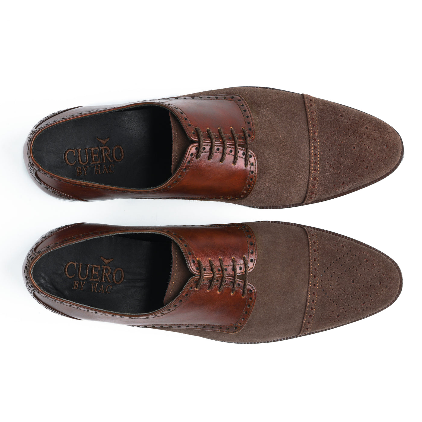 Duke's Plush Lace up: Two-Tone Suede & Leather Oxford Shoes