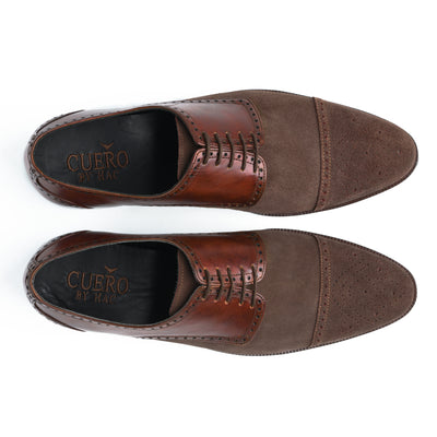 Duke's Plush Lace up: Two-Tone Suede & Leather Oxford Shoes