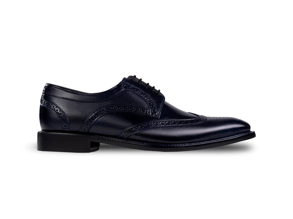 The Admiralty Brogue men’s navy wingtip derby brogue dress shoe side profile