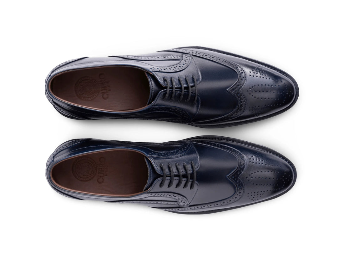 The Atlantic Brogue – Navy Wingtip Brogue Dress Shoes for Men – Cueřo By HAC USA