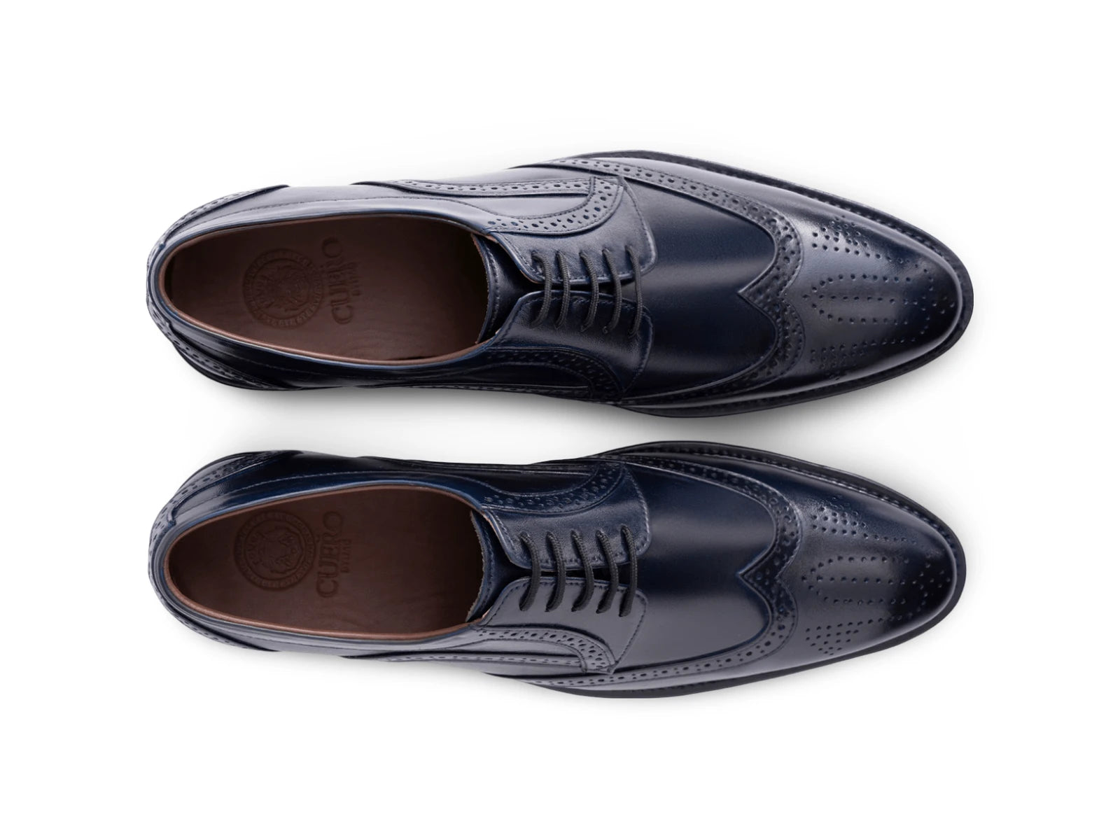 The Admiralty Brogue men’s navy wingtip brogue dress shoes top view