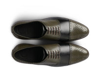 The Imperial Olive men’s olive and black two-tone cap-toe oxford dress shoes top view