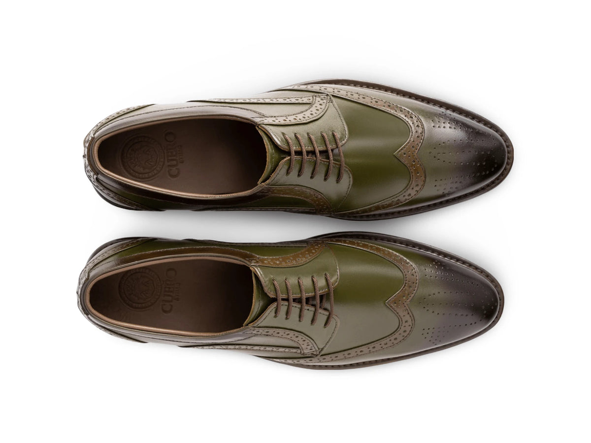 The Ivy Brogue – Olive Wingtip Dress Shoes – Cueřo By HAC USA