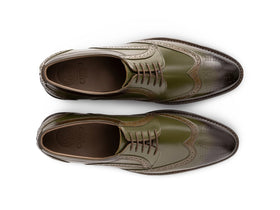 The Ivy Brogue men’s olive wingtip brogue dress shoes top view