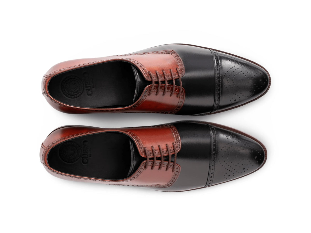 The Oxblood Regent men’s oxblood and black cap-toe oxford dress shoes top view