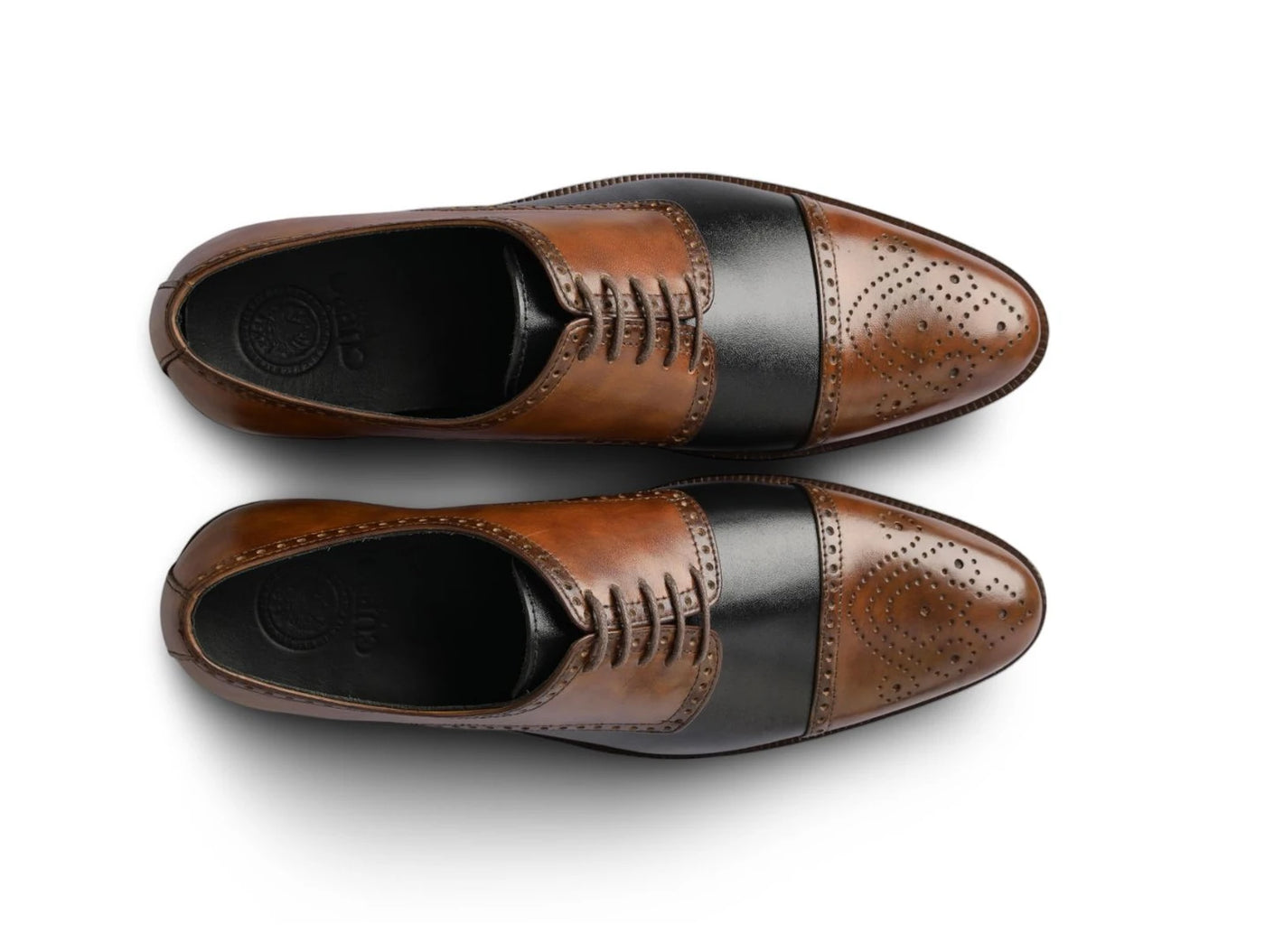 The Stratford Noir – Brown & Black Cap-Toe Oxford Dress Shoes