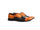 The Valoric Viceroy men’s two-tone cap-toe oxford dress shoes side view cognac and black