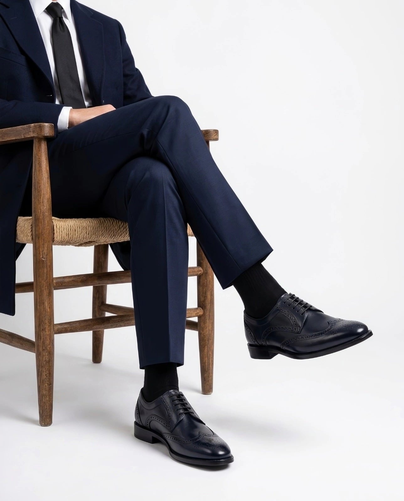 The Atlantic Brogue – Navy Wingtip Dress Shoes